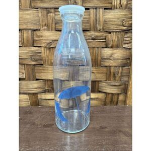 Clear Glass Bottle with Blue Umbrella Motif